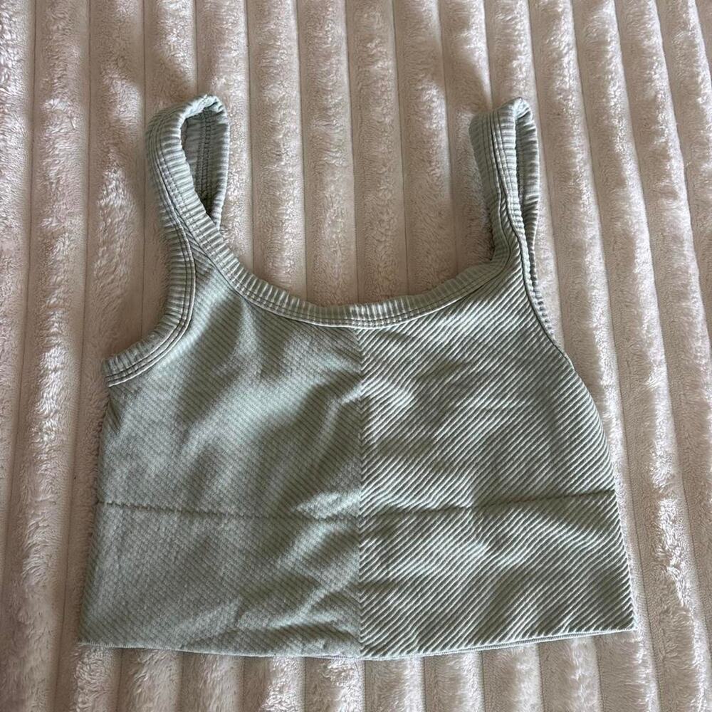 Green ribbed crop top